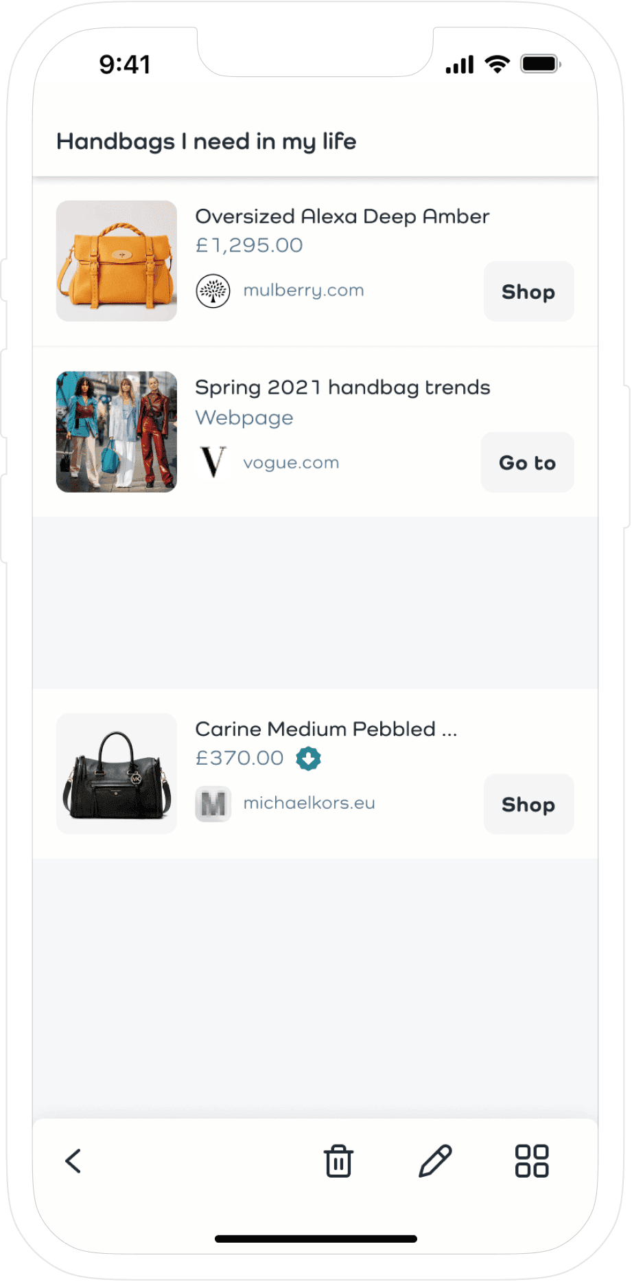 Organise items in Basket
